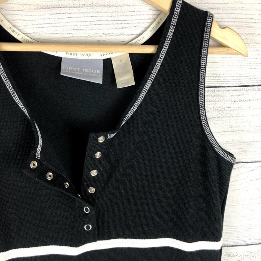 First Issue Sport | Vintage Black Snap Neckline Midi Dress - Picture 3 of 6